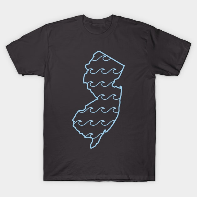 Jersey Waves Sky Blue T-Shirt by SteveDesigns